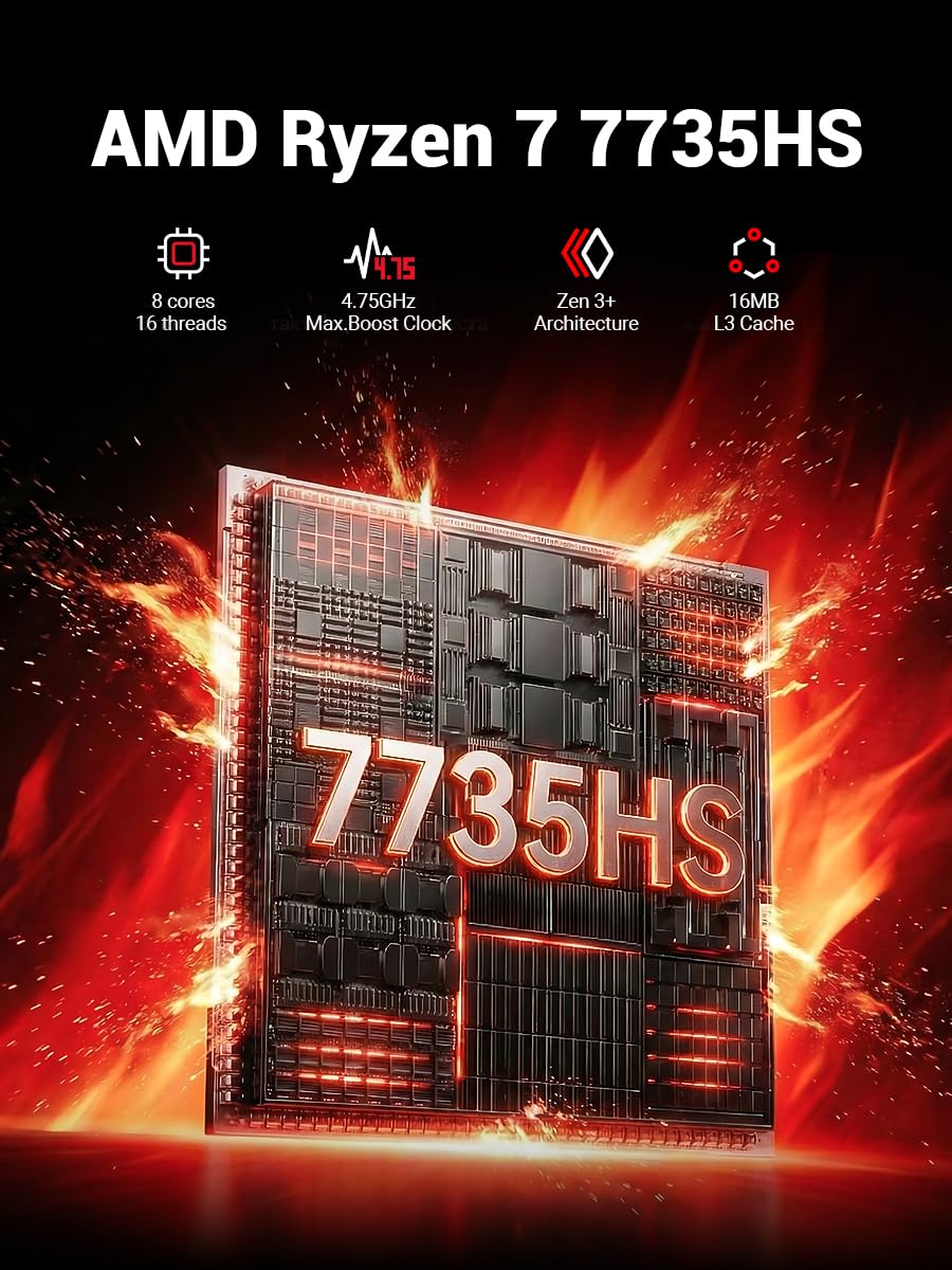 FIREBAT Mini Gaming PC Ryzen7 7735HS【A6】8C/16T, Up to 4.75GHz
